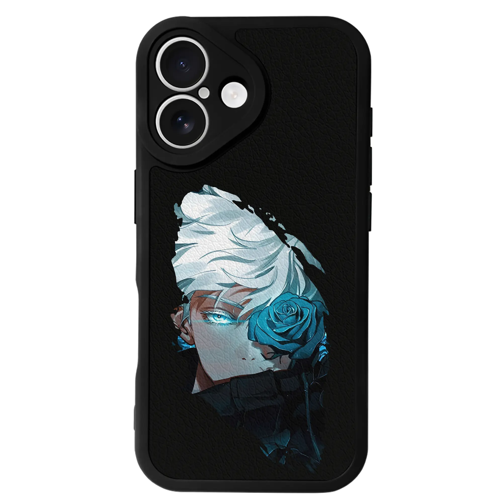 呪術廻戦 グッズ,五条 悟 - IPhone 16シリーズ対応 ・ シリコンスマホケース ・ レザー調 ・ 高精度フィット ・ 耐衝撃 ・ ワイヤレス充電対応 ・ 精密カット